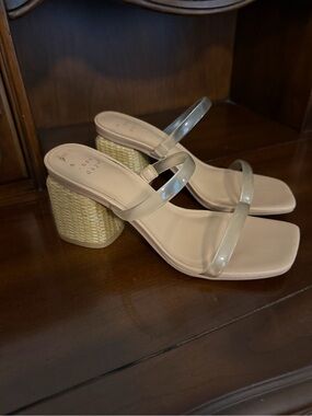 Target Nude Block Heel Sandals with Clear Straps